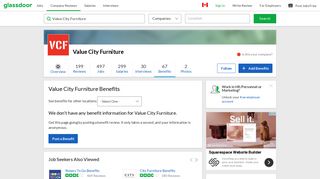 Value City Furniture Employee Benefits and Perks | Glassdoor.ca