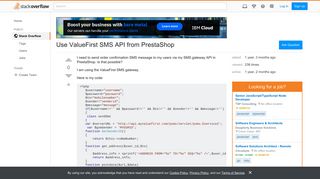 Use ValueFirst SMS API from PrestaShop - Stack Overflow