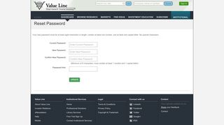 Reset Password - Value Line
