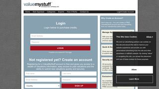 Login or register to Purchase Credits - ValueMyStuff