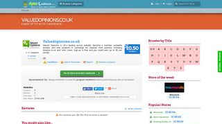Valuedopinions.co.uk, Earn up to £0.50 Cashback | ApnaCashback