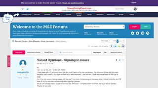 Valued Opinions - Signing in issues - MoneySavingExpert.com Forums