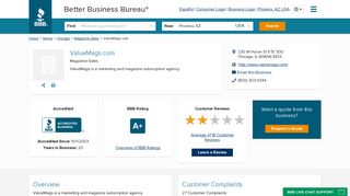 ValueMags.com | Better Business Bureau® Profile