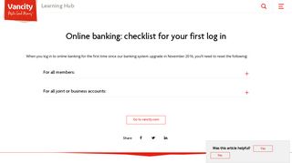 Online banking: checklist for your first log in ... - Vancity Support