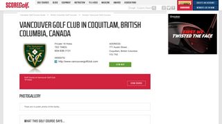 Vancouver Golf Club in Coquitlam, British Columbia, Canada