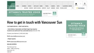 How to get in touch with Vancouver Sun | Vancouver Sun