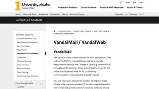 VandalMail/VandalWeb-College of Law-University of Idaho