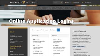 Online Application Logins | Vanderbilt University | Vanderbilt University