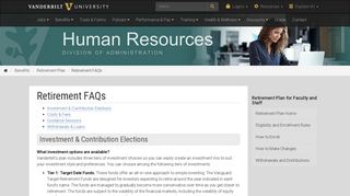 Retirement FAQs - Human Resources | Vanderbilt University