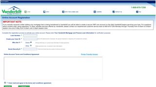 Online Account Registration - Vanderbilt Mortgage