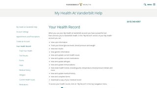 My Health At Vanderbilt Help - Your Health Record - Vanderbilt ...
