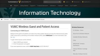 VUMC Wireless Guest and Patient Access - Vanderbilt IT