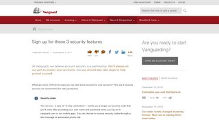 Sign up for these 3 security features | Vanguard