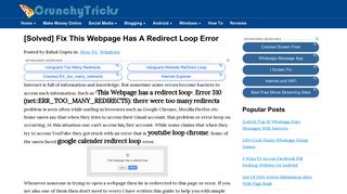 [Solved] Fix This Webpage Has A Redirect Loop Error - CrunchyTricks