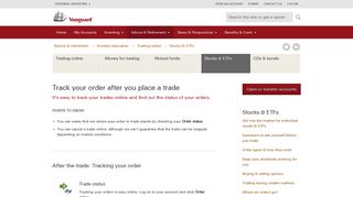 Track your order online after you place a trade | Vanguard