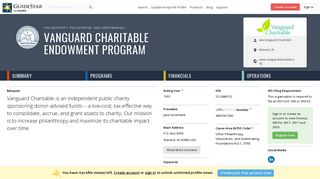 Vanguard Charitable Endowment Program - GuideStar Profile