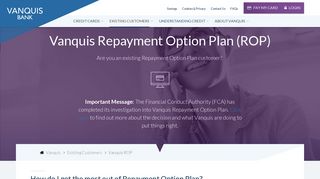 Vanquis Repayment Option Plan - Existing Customers - Vanquis