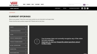Current Openings - Vans Career Site | Welcome