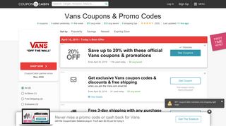 15% Off Vans Coupons & Promo Codes - February 2019 - CouponCabin