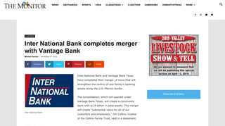 Inter National Bank completes merger with Vantage Bank - The Monitor