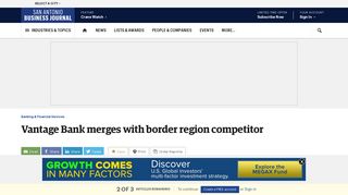 Vantage Bank Texas finalizes merger with Inter National Bank CEO ...