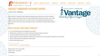 VANTAGE™ Embroidery Software Support - PREMIER+™ 2 ...