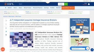 JLT Independent acquires Vantage Insurance Brokers - IndiaInfoline