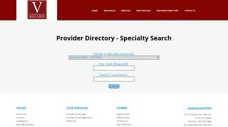 Specialty Directory - Vantage Medical Group