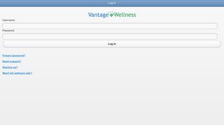Vantage Wellness Mobile App: Log In