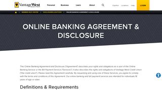 Online Banking Agreement & Disclosure - Vantage West Credit Union