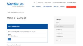 Make A Payment | Online Insurance Payment | Vantis Life