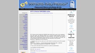 What's My Pass? » ATT U-Verse VAP2500 vulns