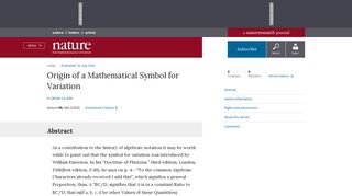 Origin of a Mathematical Symbol for Variation | Nature