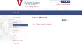 Student Handbook - Villa Angela-St. Joseph High School - Cleveland ...