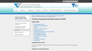 Using Vass - VASS (Victorian Assessment Software System)