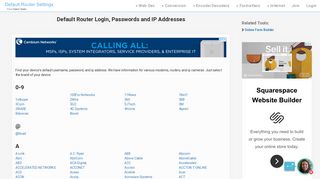 Default Router Login, Passwords and IP Addresses - Clean CSS