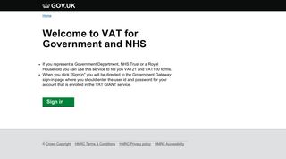 HMRC:Welcome to VAT for Government and NHS