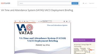 VA Time and Attendance System (VATAS) VACO Deployment Briefing ...