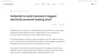 Vattenfall to build Germany's biggest electricity-powered heating plant ...