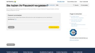 Passwort vergessen - vattenfall.de