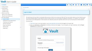 Log in to Vault - a la mode