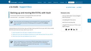 Backing up and moving WinTOTAL with Vault - Support - a la mode