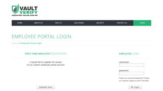 Employee Portal Login - Vault Verify