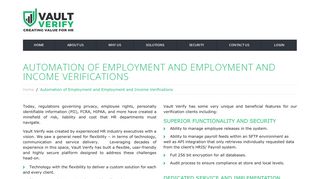 Automation of Employment and Employment and ... - Vault Verify