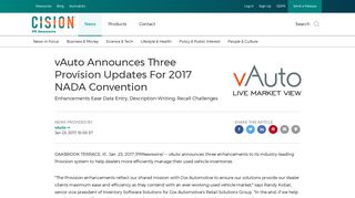 vAuto Announces Three Provision Updates For 2017 NADA Convention