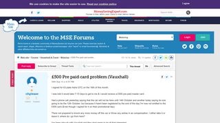 £500 Pre paid card problem (Vauxhall) - MoneySavingExpert.com Forums