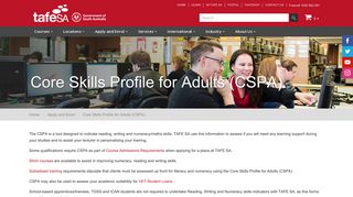 Core Skills Profile for Adults (CSPA) - TAFE SA