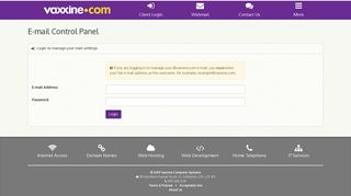 Vaxxine Computer Systems :: Log-in to manage your e-mail account