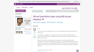 VB.net User/Admin login using MS Access database - MSDN - Microsoft