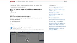 How to Create login system in VB.NET using MS Sql - Quora